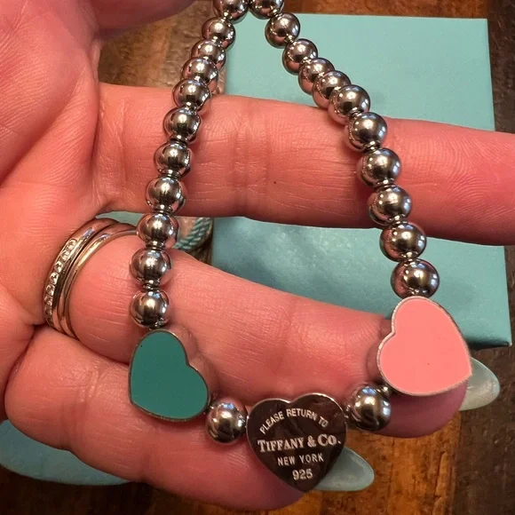 Tiffany & Co. Heart Tag Bracelet - Silver, Blue and Pink - Picture 4 of 8